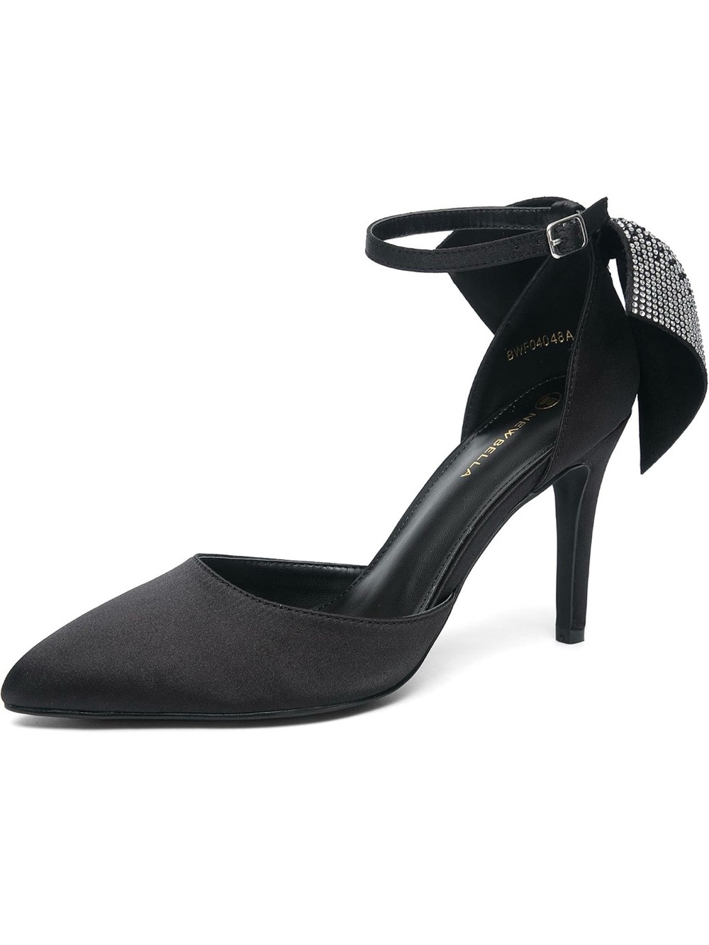 New Bella black  Rhinestone Bow Ankle-Strap Pumps size 11